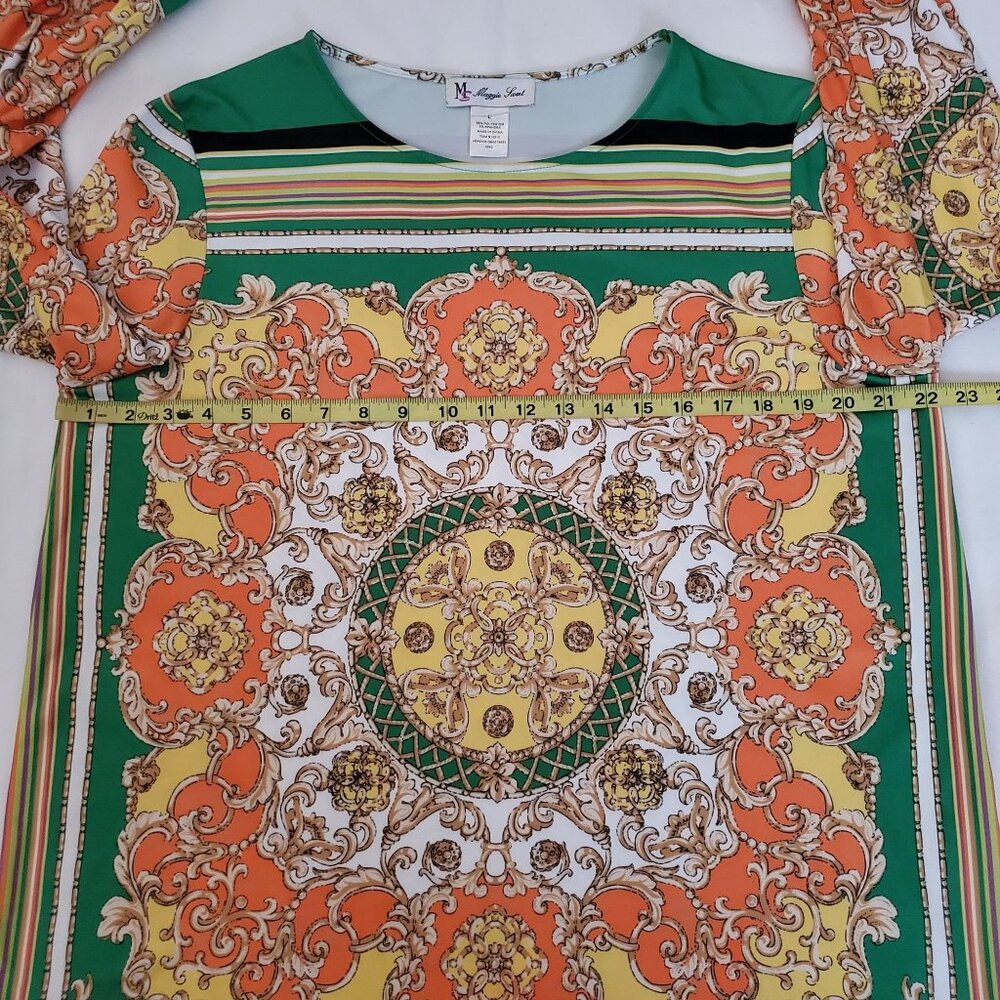 Maggie Sweet Women's Multicolor Medallion Print Long Sleeve Tunic Top Size Large - Picture 8 of 11